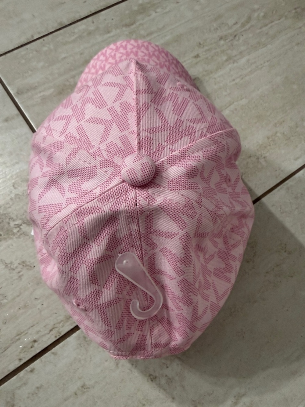 Michael Kors Light Pink MK Logo Baseball Cap..ladies ..silver snap back..new - Picture 6 of 7
